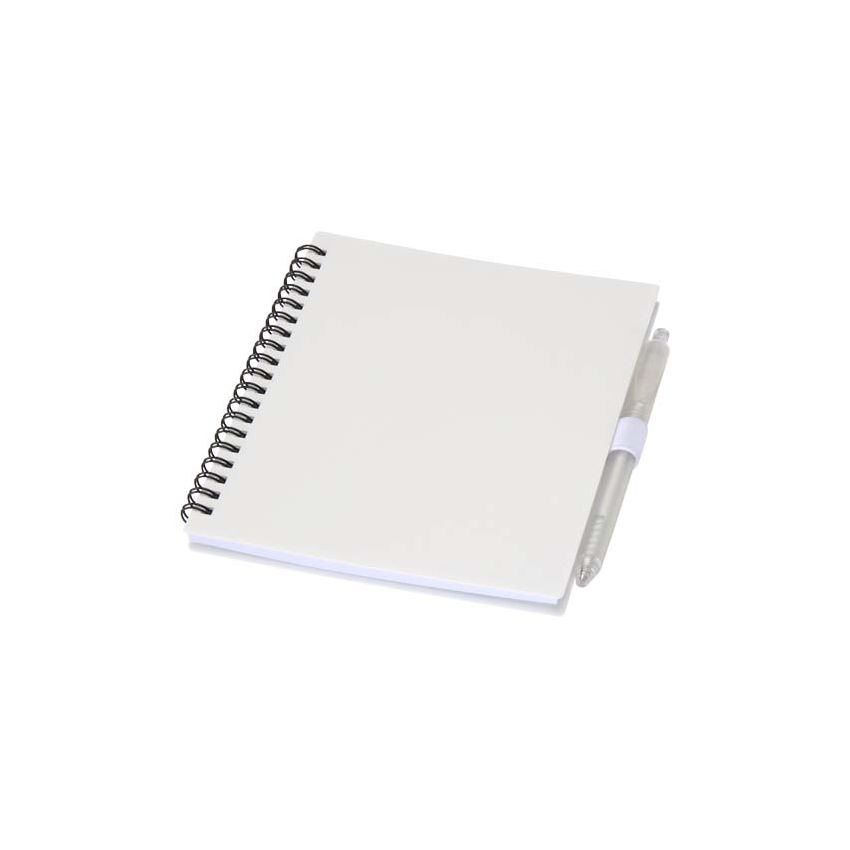 Set of softcover notepad and recycled plastic ballpoint pen (blue ink) 