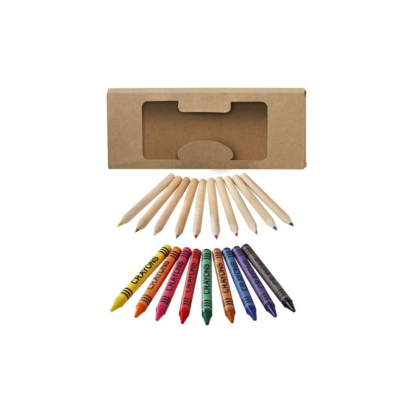 Set of 19 coloured pencils and crayons 