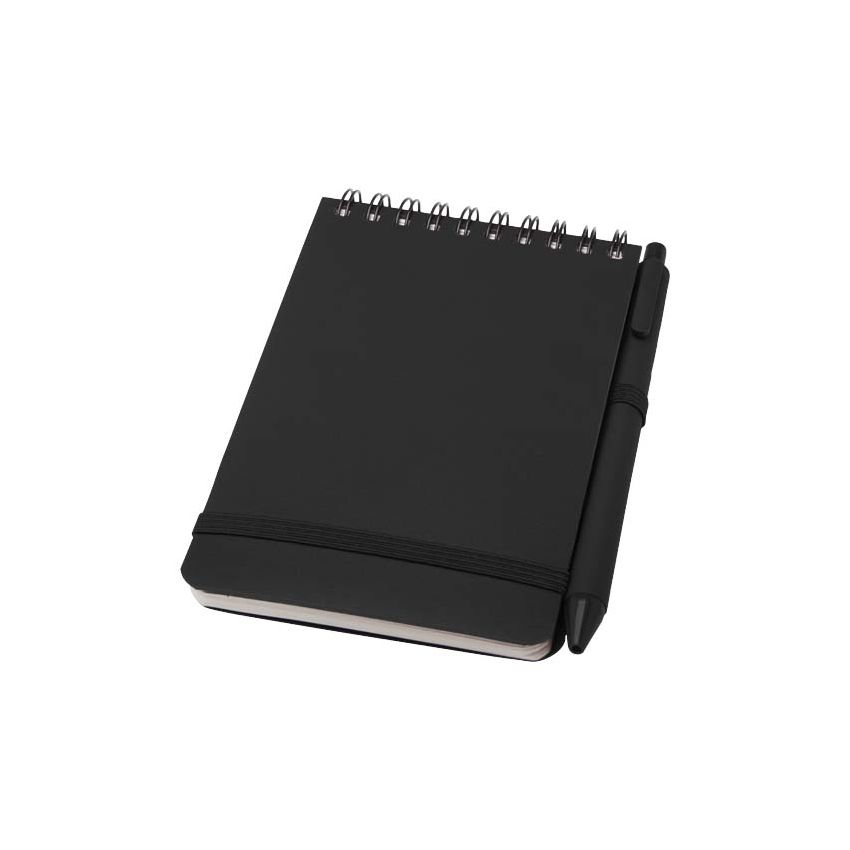 A6 hard cover notepad with ballpoint pen 