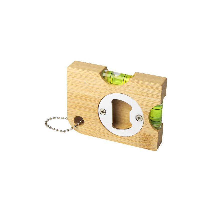 Bamboo bottle opener with level 