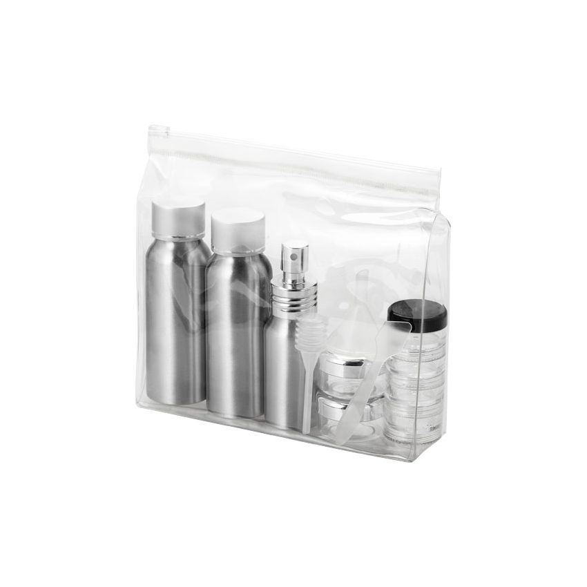 Aluminium travel kit for liquids suitable for air travel 