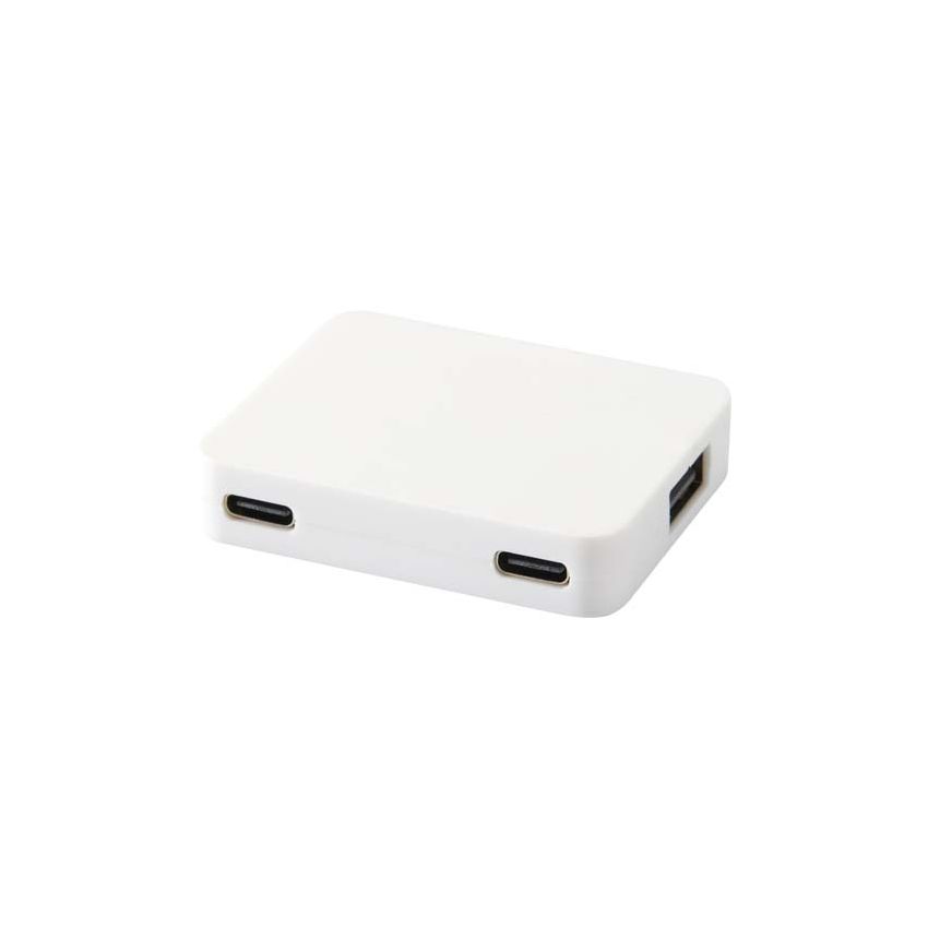 4-Port USB Hub with USB-A and Type-C Output and Dual Input – Made from Recycled Plastic 