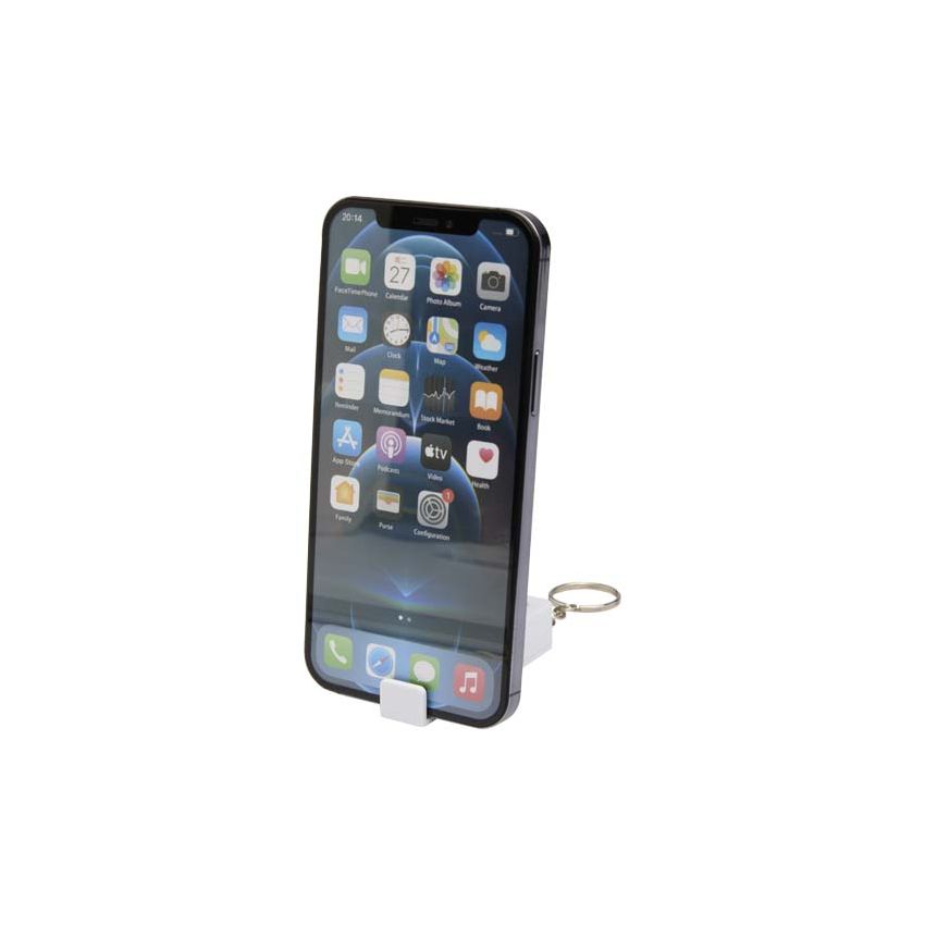 Bamboo mobile phone holder with recycled plastic toy 