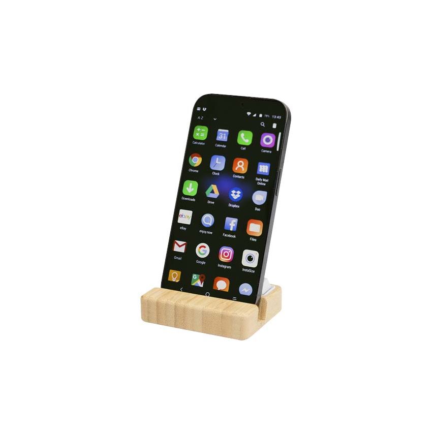 Recycled plastic mobile phone holder with bamboo details 