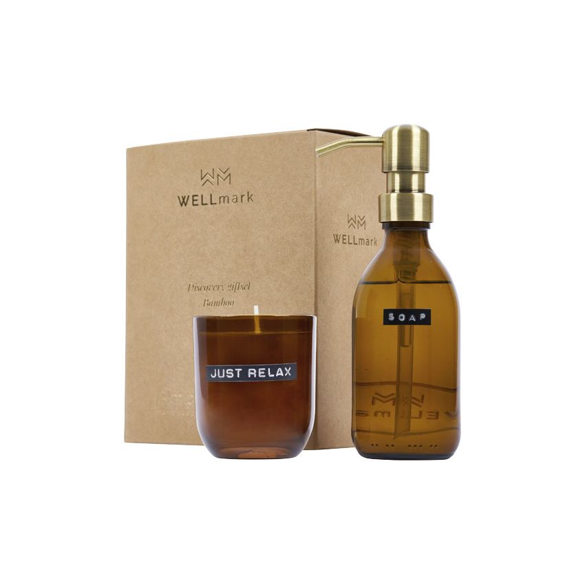 Wellmark Discovery Set of Soap Dishes and Scented Candles 200 ml and 150 g – Bamboo Fragrance