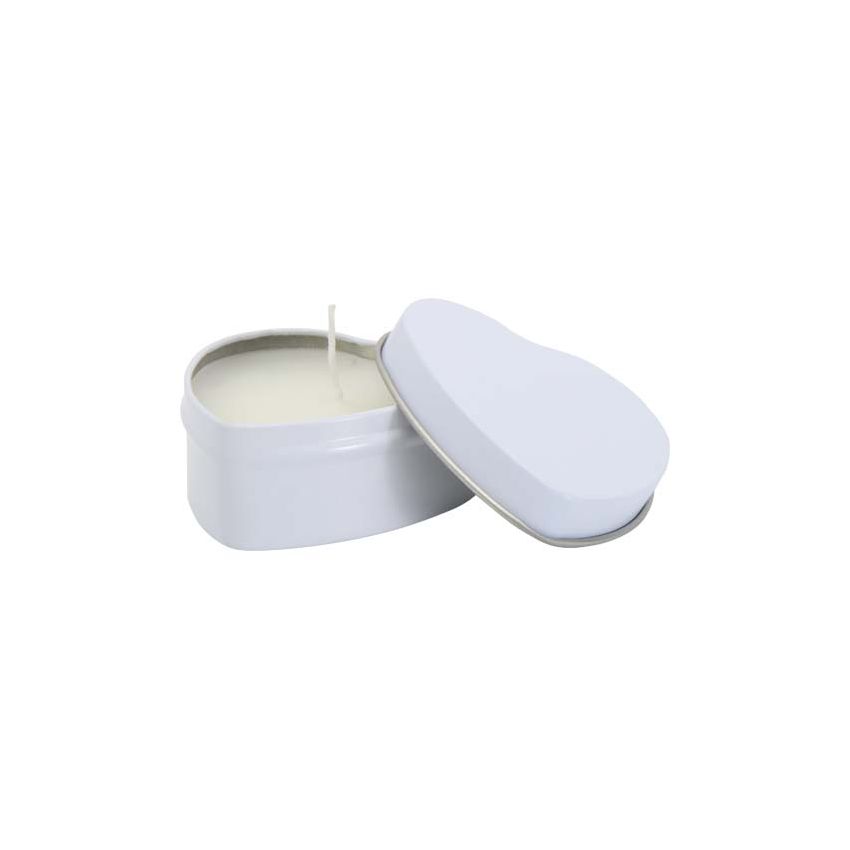 Heart-shaped tin candle with vanilla scent 