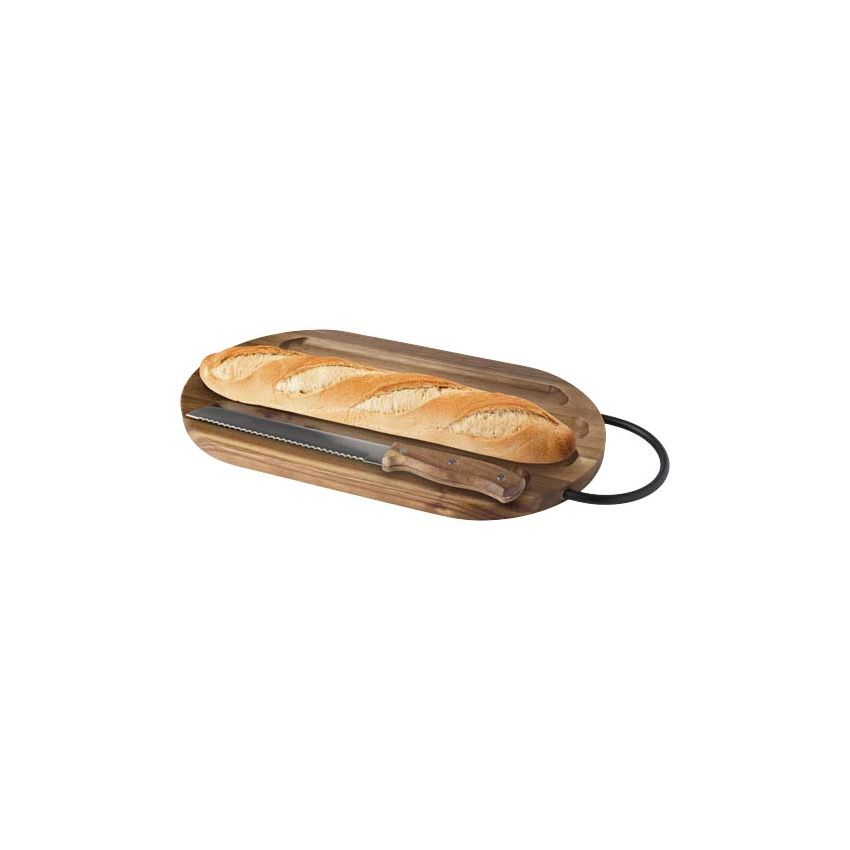 Acacia wood kitchen board with bread knife 