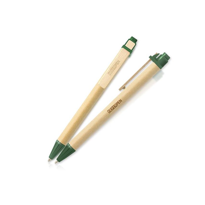 Recycled Cardboard Ballpoint Pen with Wooden Clip