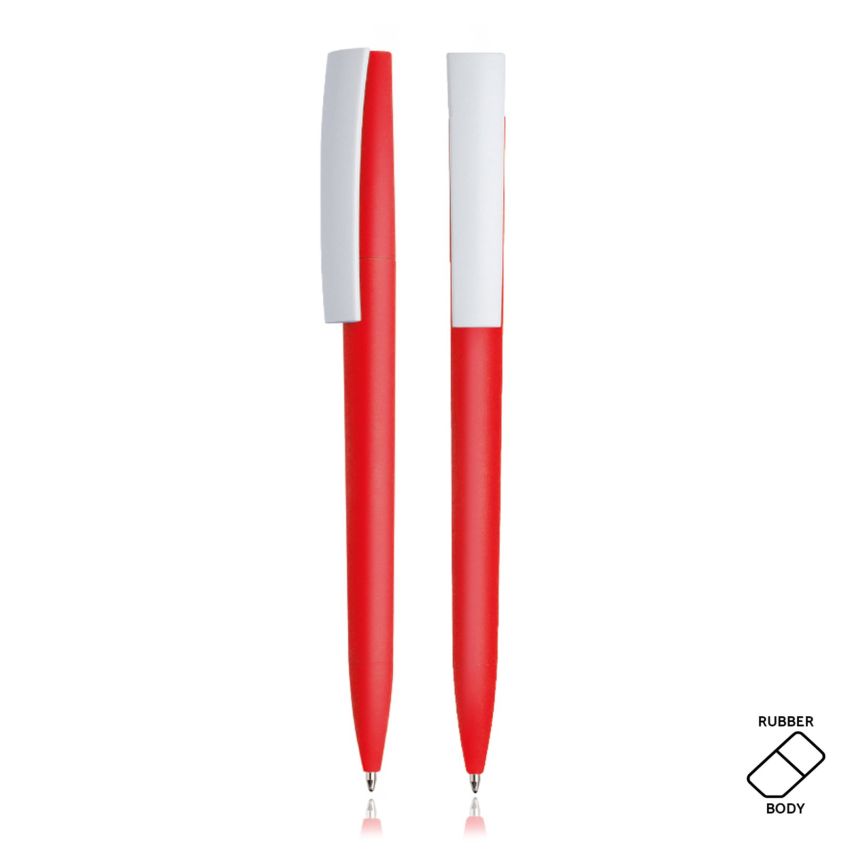 Rubby Ballpoint Pen in plastic, with rubber finish