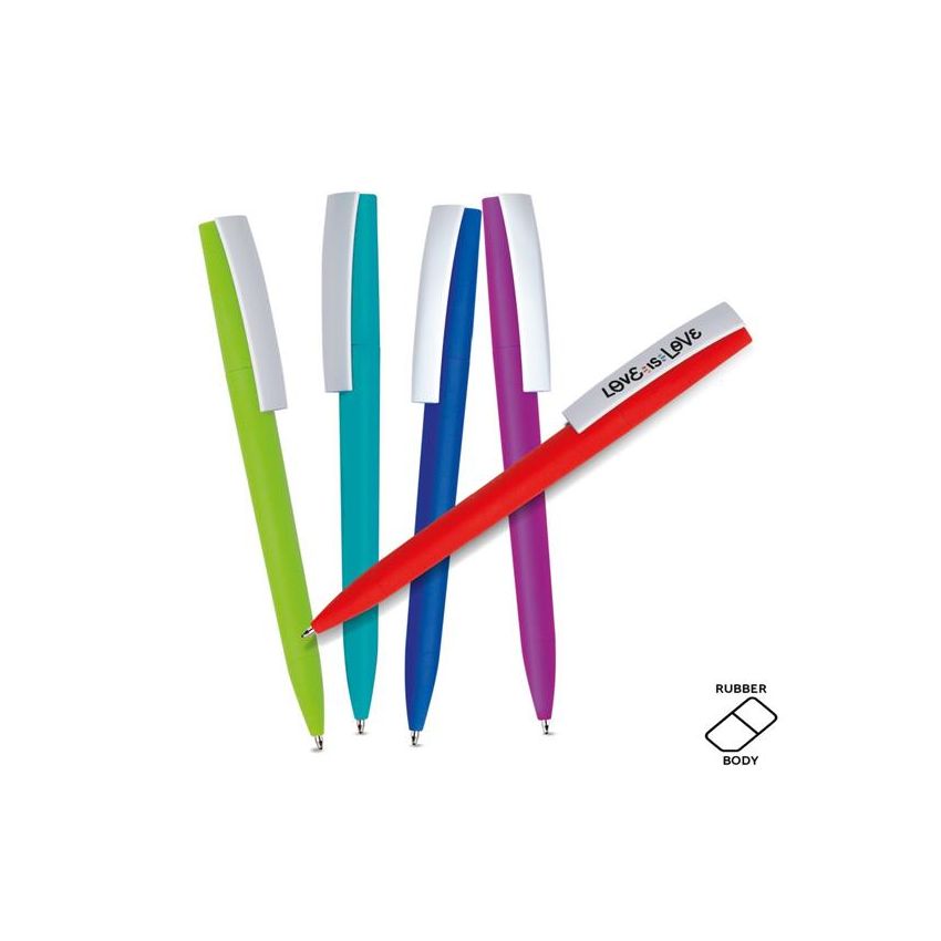 Rubby Ballpoint Pen in plastic, with rubber finish