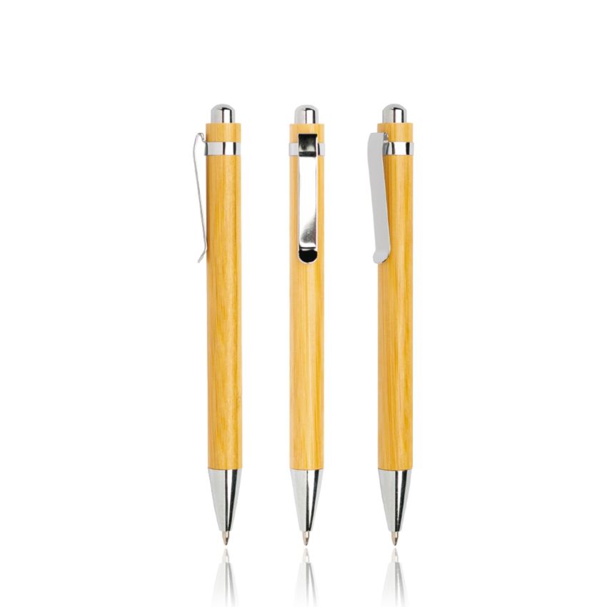 Bampen Bamboo Ballpoint Pen with Metal Clip