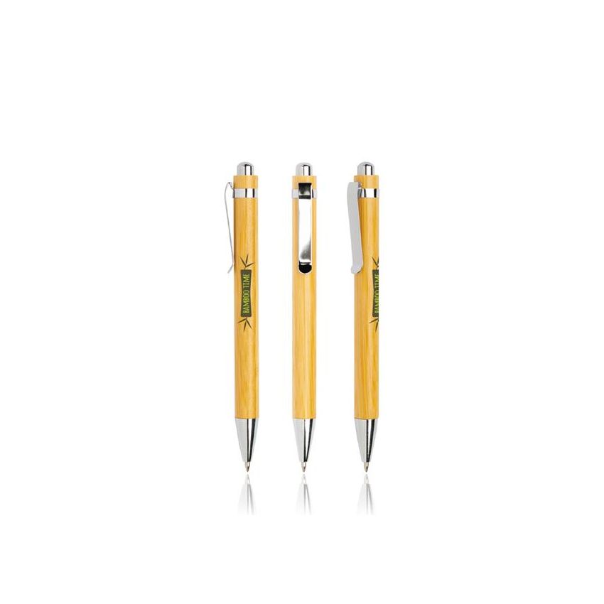 Bampen Bamboo Ballpoint Pen with Metal Clip