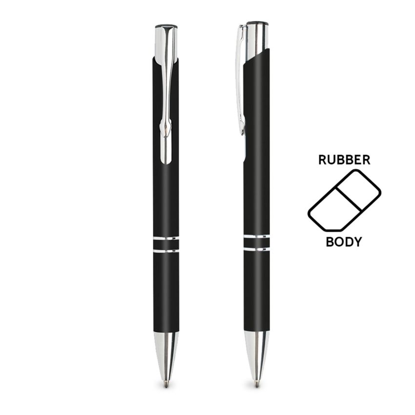 Aluminium ballpoint pen with rubber finish