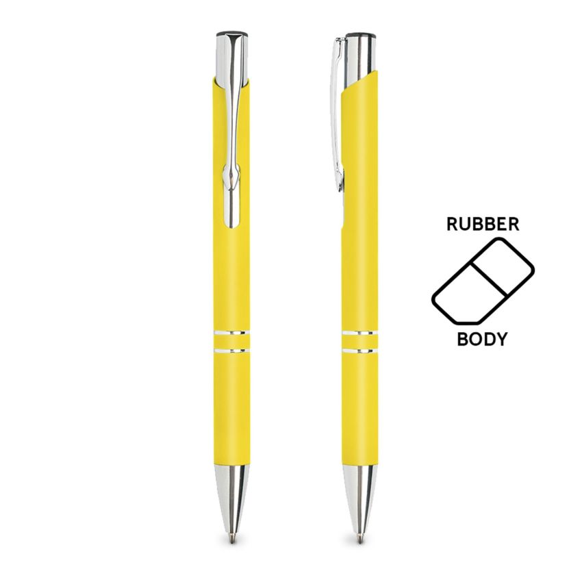 Aluminium ballpoint pen with rubber finish