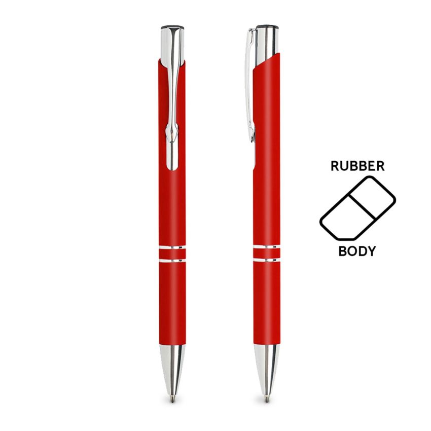 Aluminium ballpoint pen with rubber finish