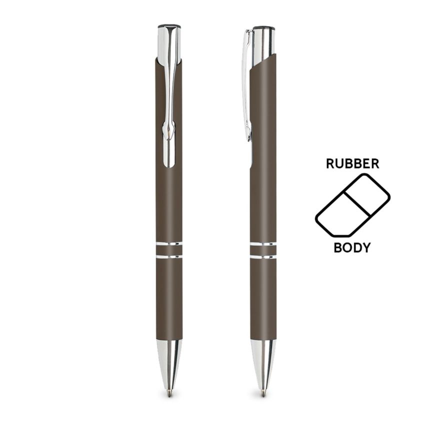 Aluminium ballpoint pen with rubber finish
