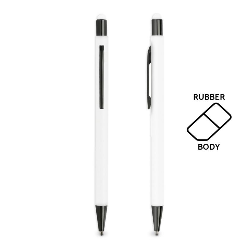 Aluminium ballpoint pen, with rubber finish and touch function