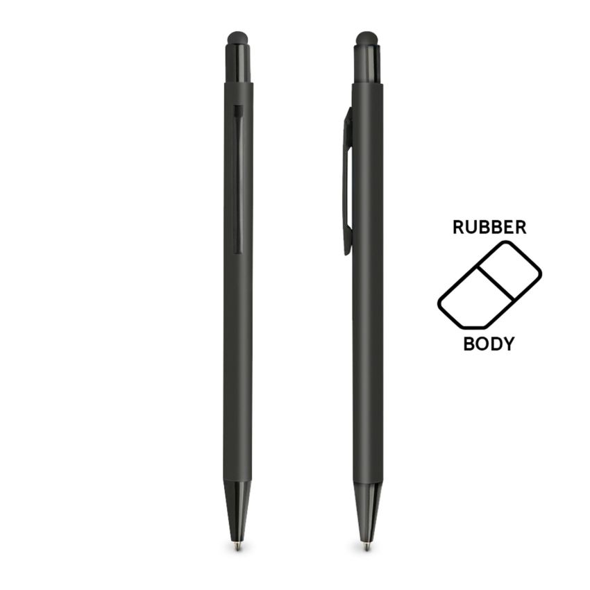 Aluminium ballpoint pen, with rubber finish and touch function