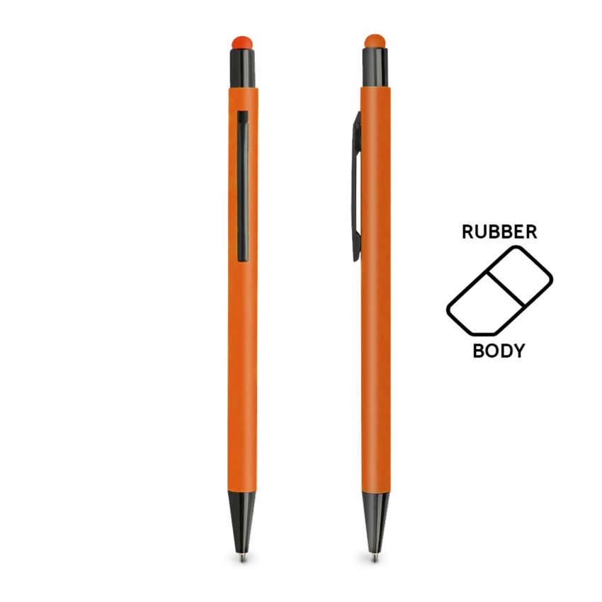 Aluminium ballpoint pen, with rubber finish and touch function