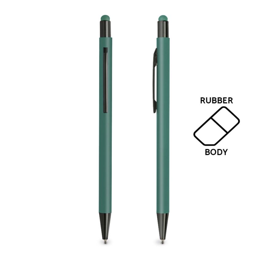 Aluminium ballpoint pen, with rubber finish and touch function