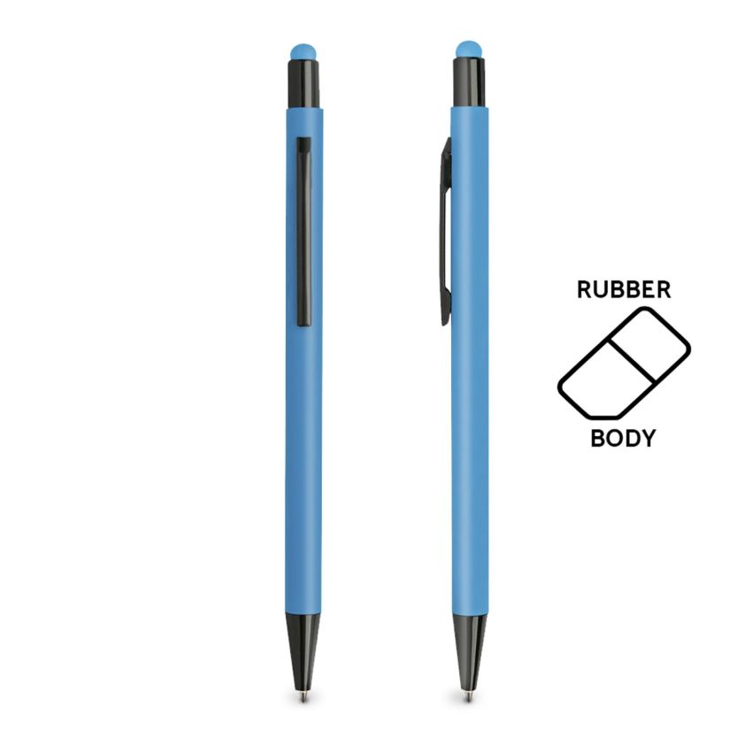 Aluminium ballpoint pen, with rubber finish and touch function