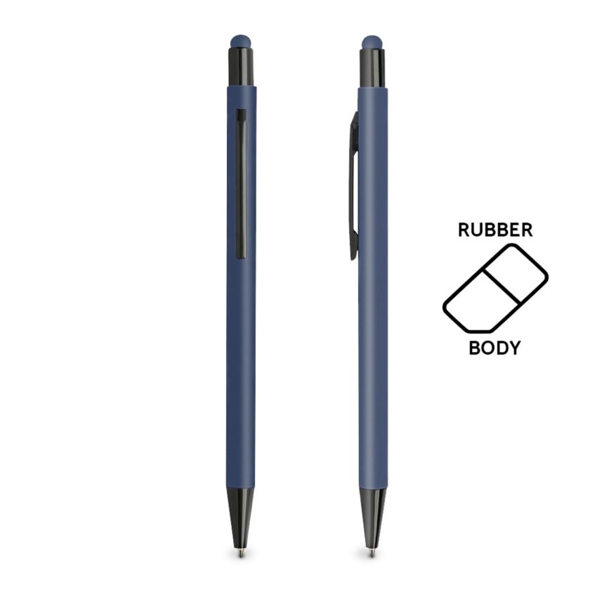 Aluminium ballpoint pen, with rubber finish and touch function