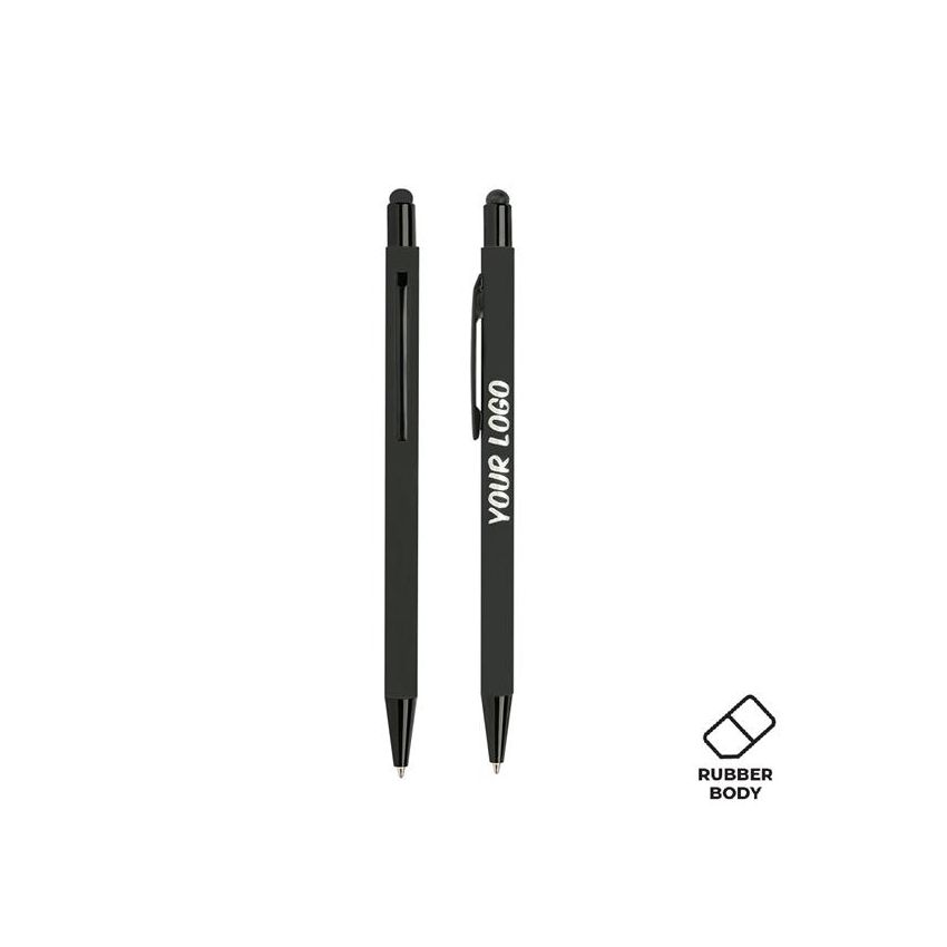 Aluminium ballpoint pen, with rubber finish and touch function