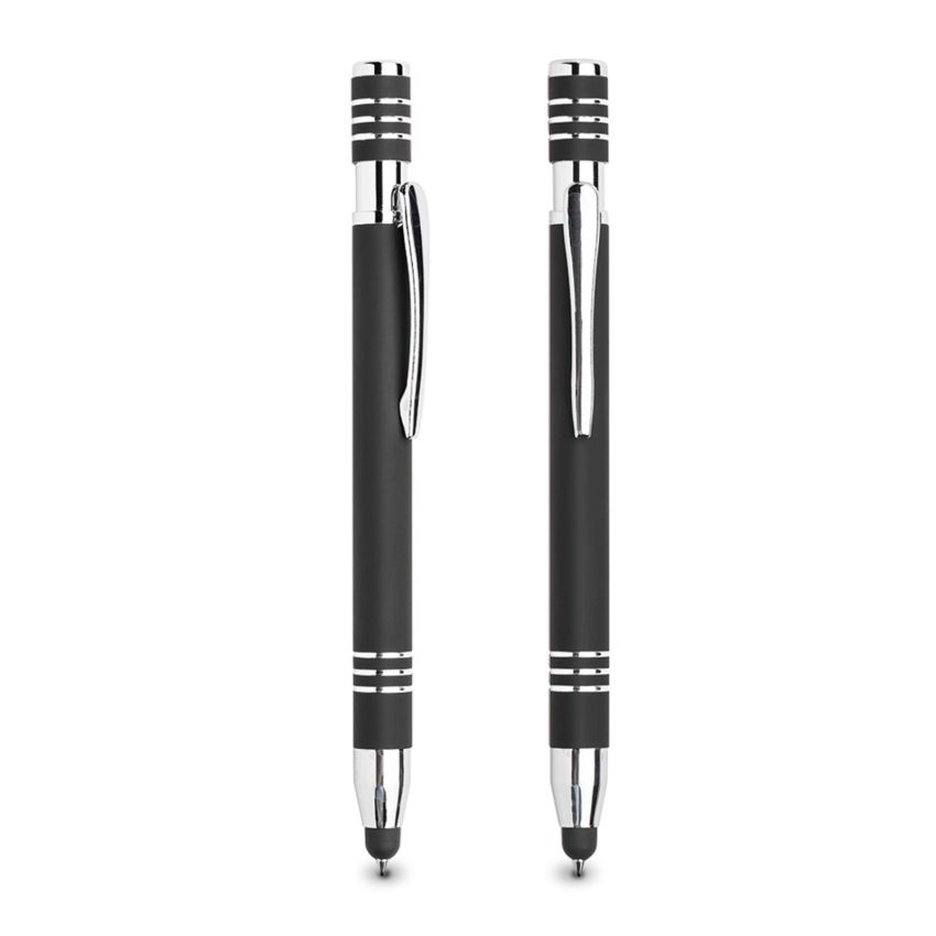 Chromed Aluminium Ballpoint Pen, with Rubber Finish, Touch