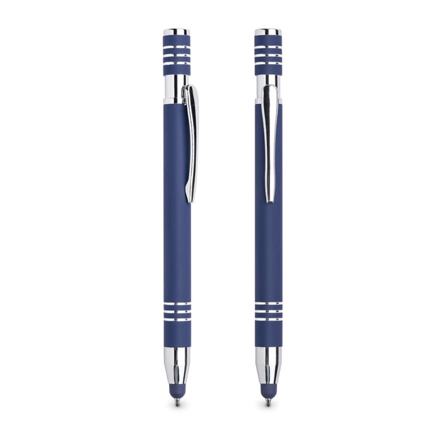 Chromed Aluminium Ballpoint Pen, with Rubber Finish, Touch