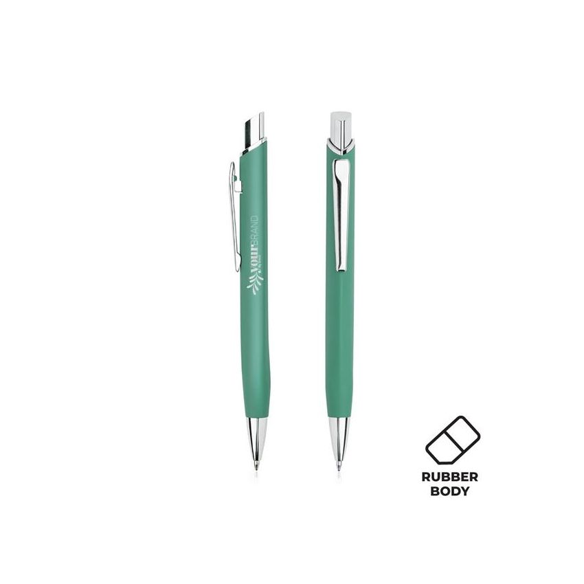Chrome Metal Ballpoint Pen, with Rubber Finish