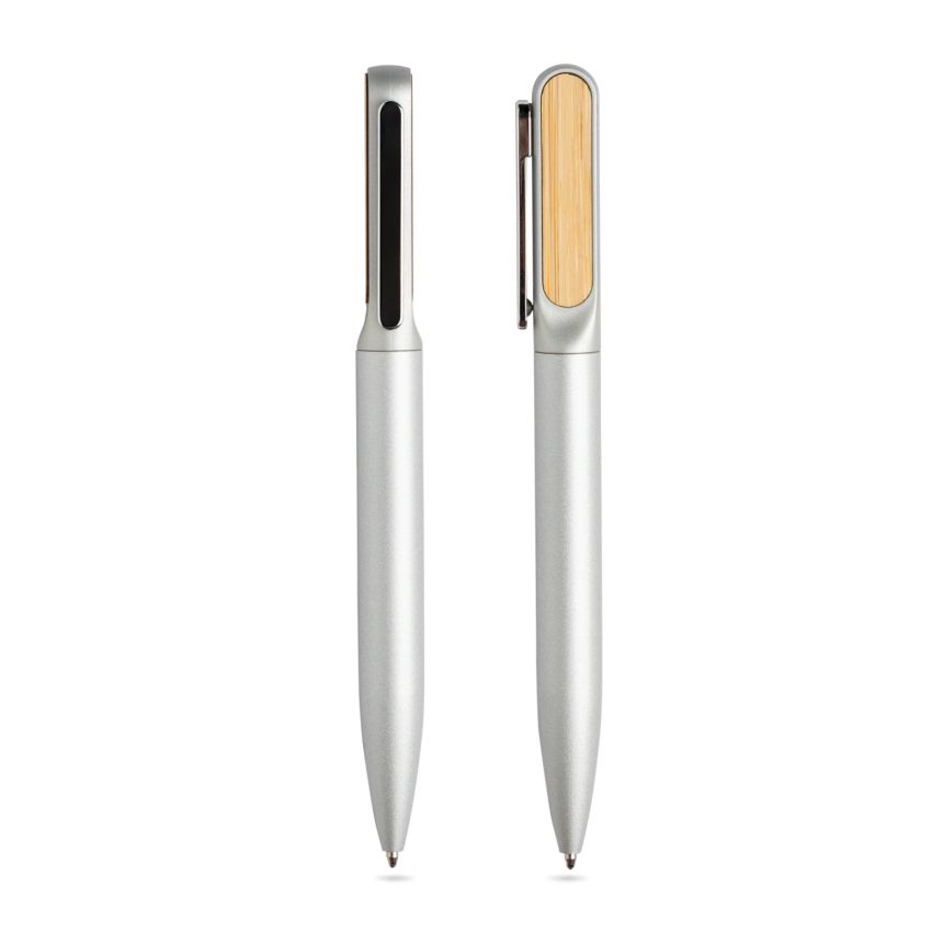 Bamtwist Metal Ballpoint Pen with Bamboo Details