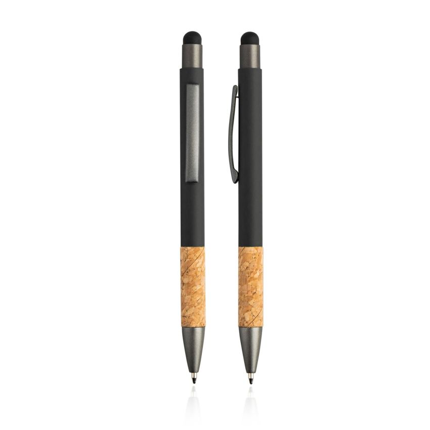 Merge Ballpoint Pen in aluminium and cork with rubber finish and touch