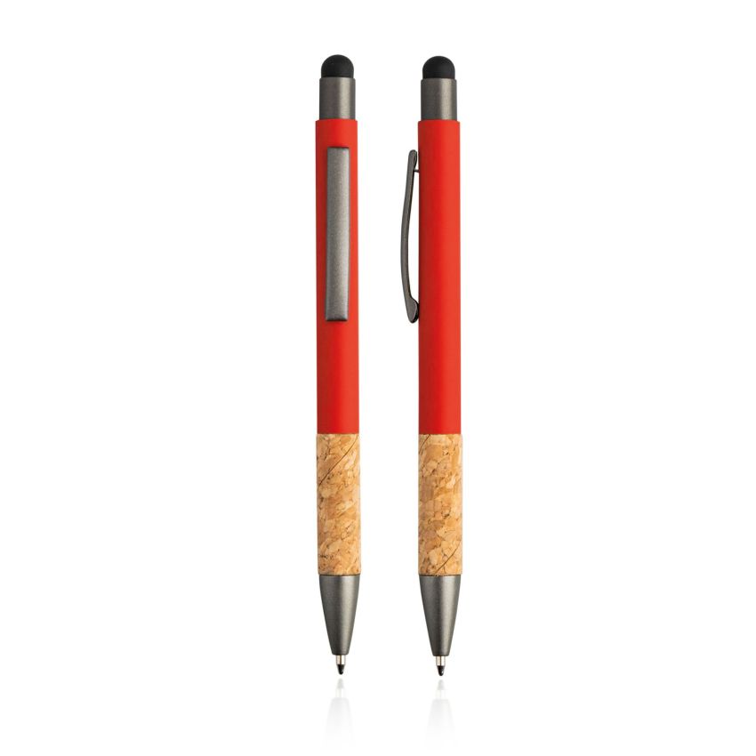 Merge Ballpoint Pen in aluminium and cork with rubber finish and touch