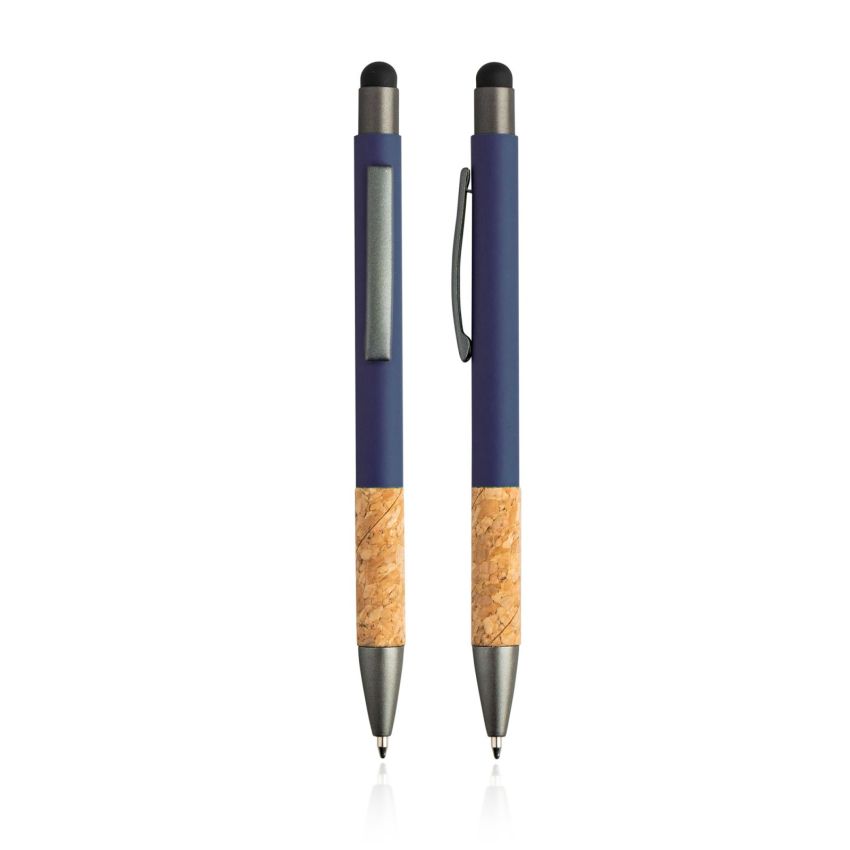 Merge Ballpoint Pen in aluminium and cork with rubber finish and touch