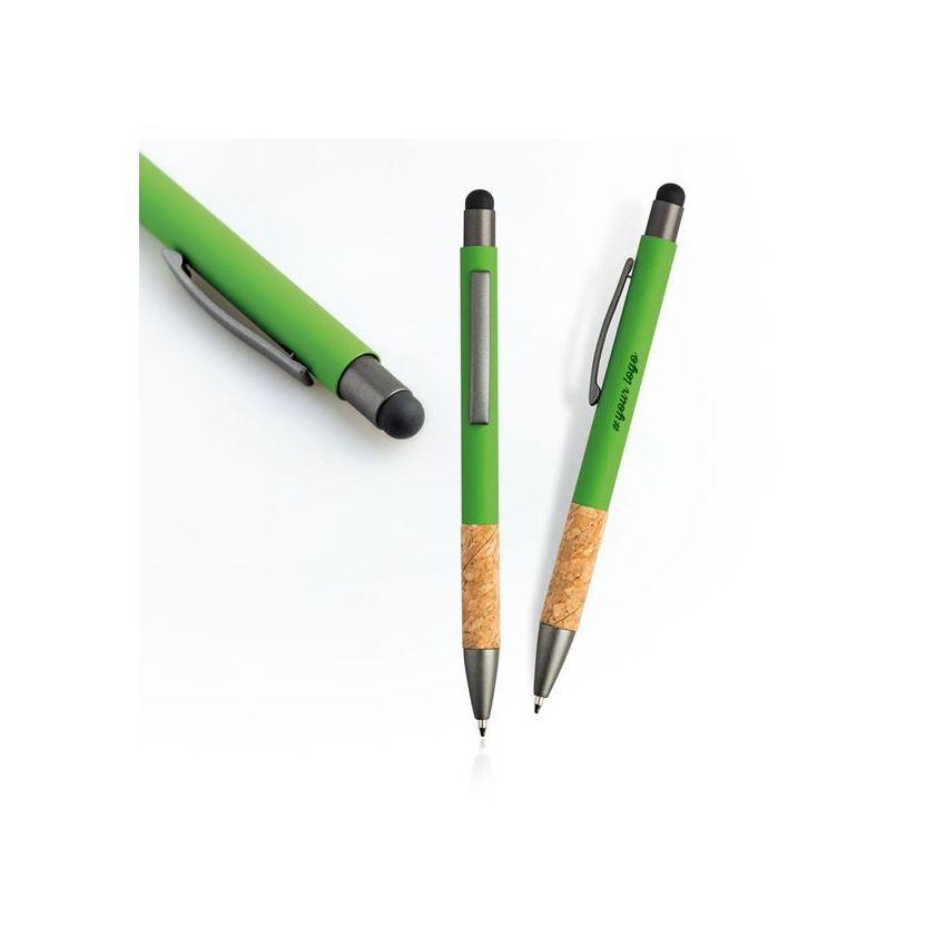 Merge Ballpoint Pen in aluminium and cork with rubber finish and touch