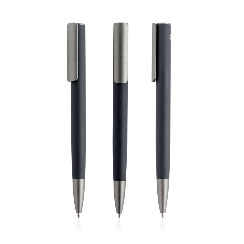 Recycled Aluminium Ballpoint Pen with Rubber Finish