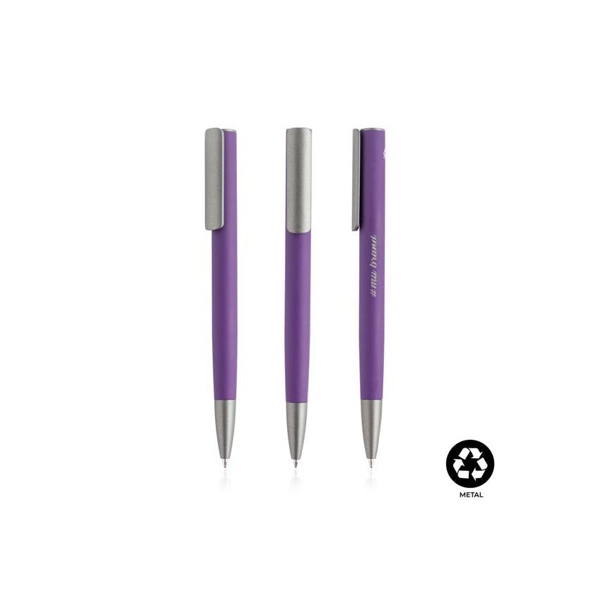 Recycled Aluminium Ballpoint Pen with Rubber Finish