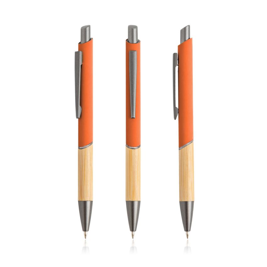 'Ballpoint Pen in recycled aluminium, bamboo grip'