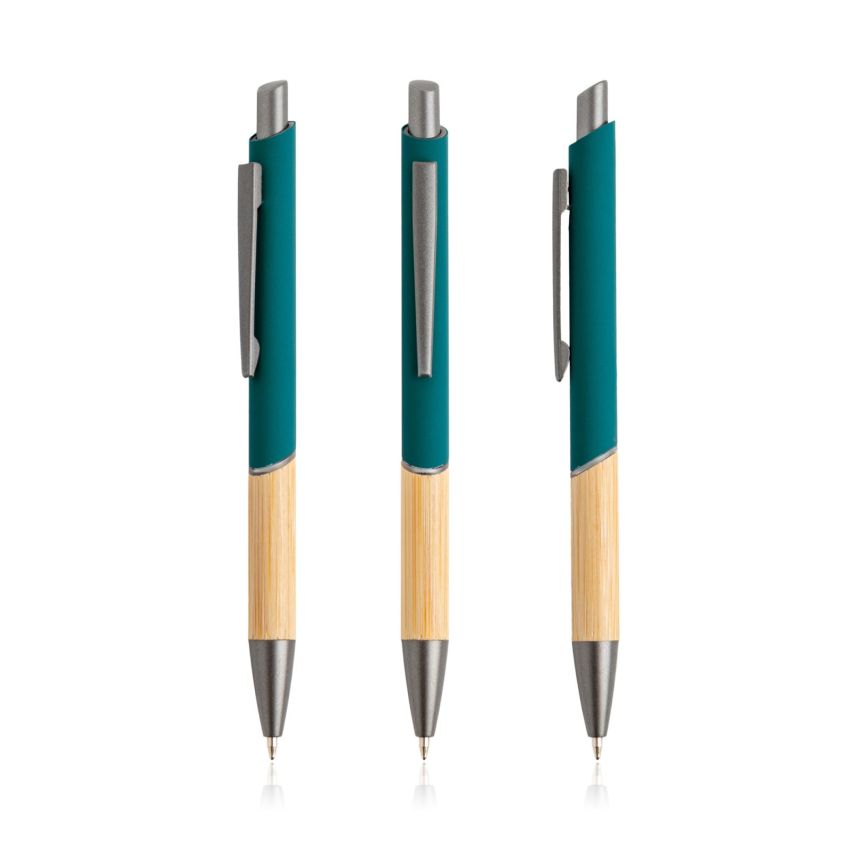 'Ballpoint Pen in recycled aluminium, bamboo grip'
