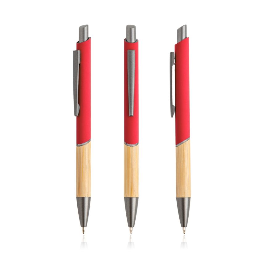 'Ballpoint Pen in recycled aluminium, bamboo grip'