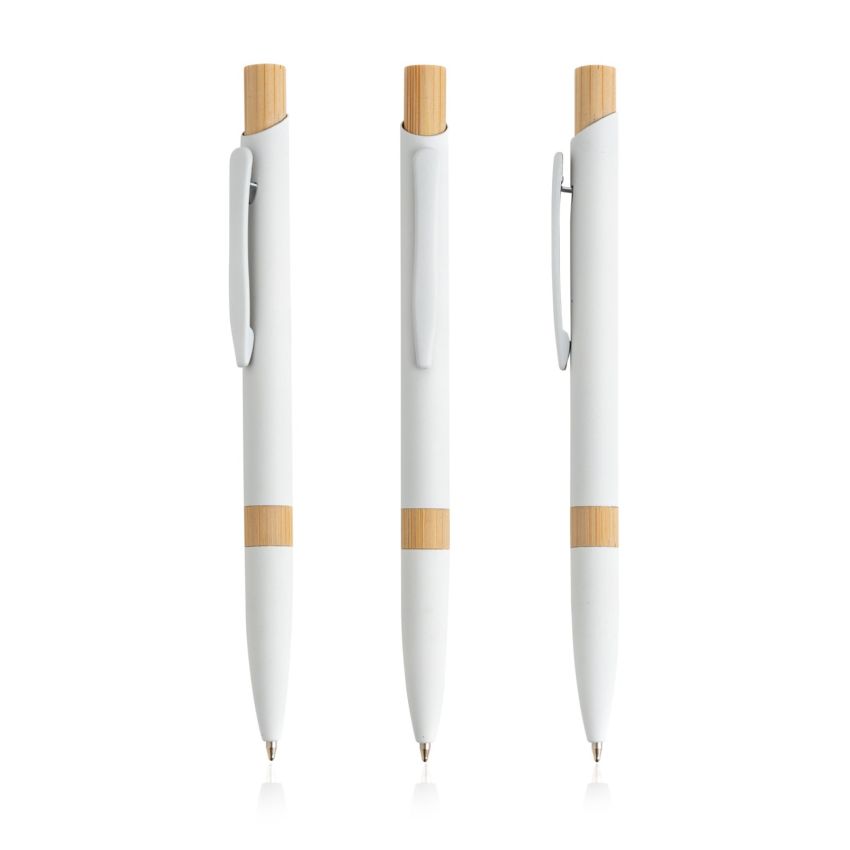 Aluminium Ballpoint Pen with Bamboo Details