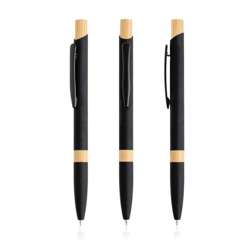 Aluminium Ballpoint Pen with Bamboo Details