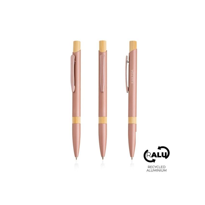 Aluminium Ballpoint Pen with Bamboo Details