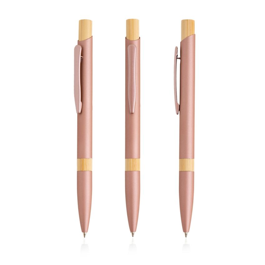 Aluminium Ballpoint Pen with Bamboo Details