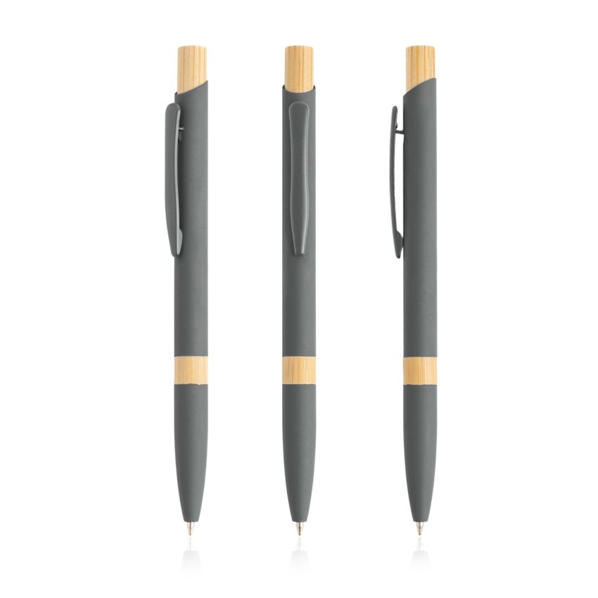 Aluminium Ballpoint Pen with Bamboo Details