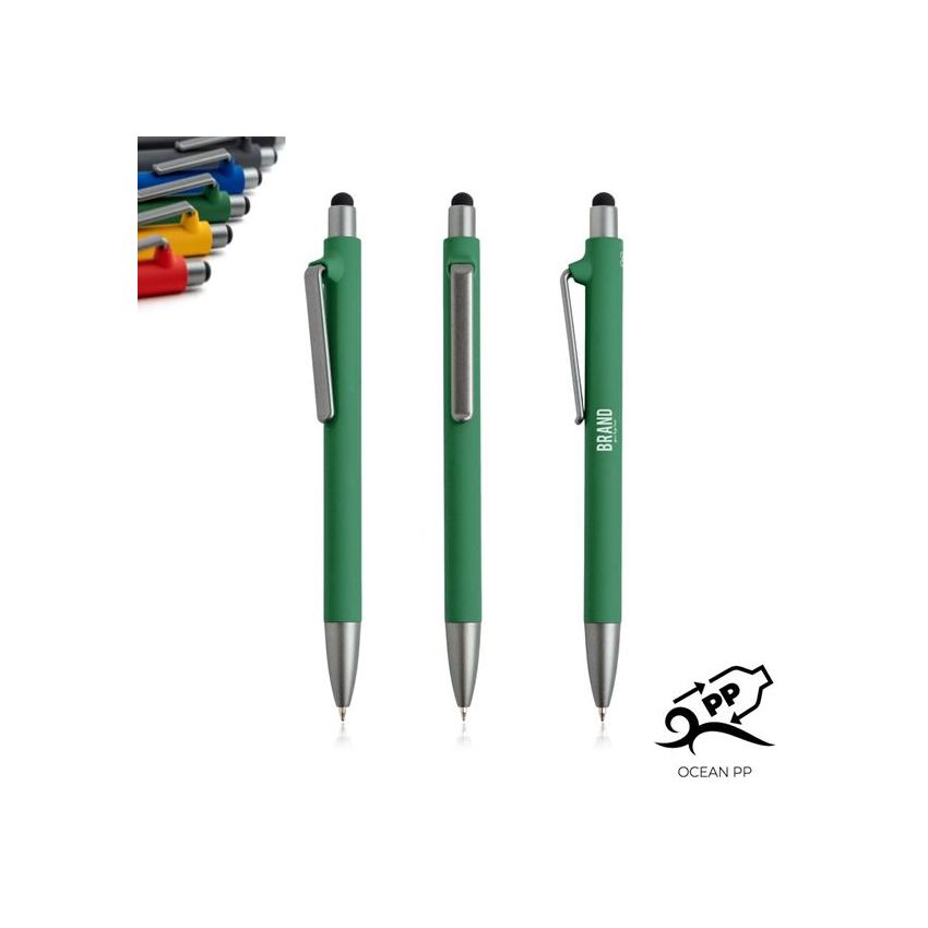 Soft RPP Ballpoint Pen in Ocean-sourced PP, rubber touch