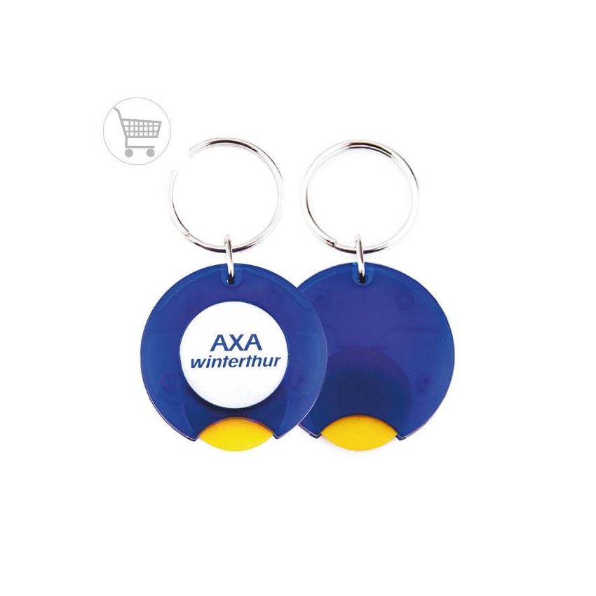 CR-25 Keyring Trolley Token Holder with € Coin for Shopping Trolley, 1 side (Ø25mm)