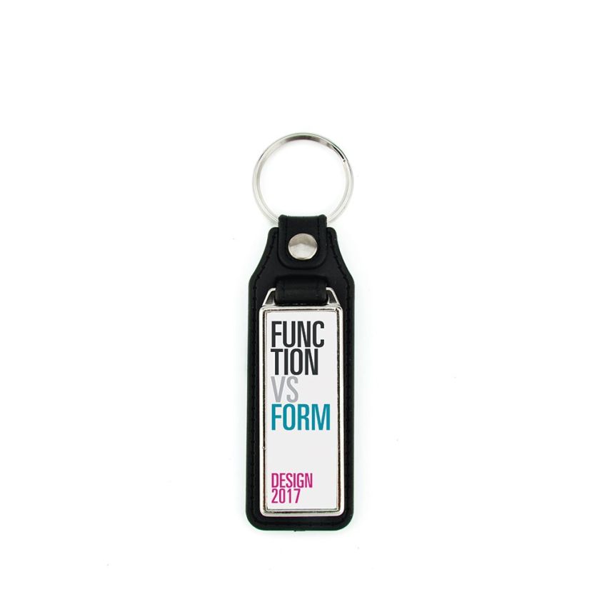 MD-18 Keyring MD-18 rectangular with 1 side, metal and PU