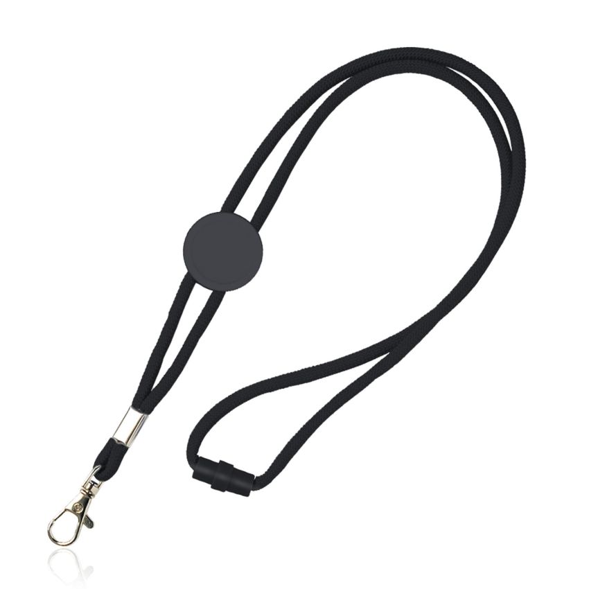 Tubular polyester lanyard with adjustment and carabiner
