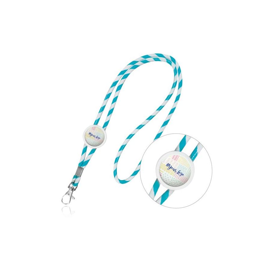 Tubular terylene lanyard with adjuster and carabiner